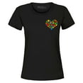 thumbnail image 1 of Shop4Ever Women's Pocket Size Puzzle Heart Autism Awareness Support Graphic T-Shirt Medium Black, 1 of 5