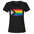 thumbnail image 1 of Shop4Ever Women's Progress Pride Flag Inclusive Rainbow Gay LGBTQ Graphic T-Shirt Large Black, 1 of 5