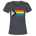 thumbnail image 1 of Shop4Ever Women's Progress Pride Flag Inclusive Rainbow Gay LGBTQ Graphic T-Shirt X-Large Charcoal, 1 of 5