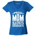 thumbnail image 1 of Shop4Ever Women's Proud Mom of a 2025 Graduate Graduation Slim Fit V-Neck T-Shirt Large Heather Royal Blue, 1 of 5