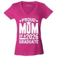 thumbnail image 1 of Shop4Ever Women's Proud Mom of a 2026 Graduate Slim Fit V-Neck T-Shirt X-Large Pink, 1 of 5