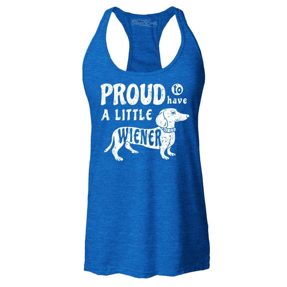 Shop4Ever Women's Proud to Have a Little Weiner Funny Dachshund Dog Racerback Tank Top X-Large Royal Blue