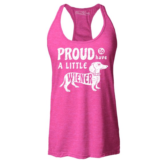 Shop4Ever Women's Proud to Have a Little Weiner Funny Dachshund Dog Racerback Tank Top XX-Large Fuchsia