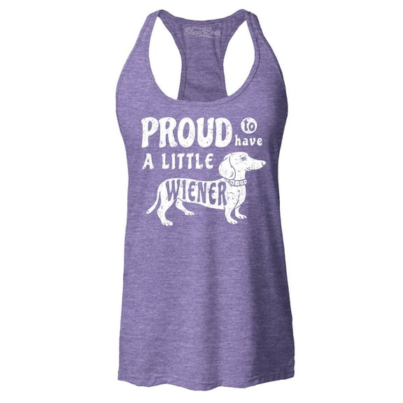 Shop4Ever Women's Proud to Have a Little Weiner Funny Dachshund Dog Racerback Tank Top XX-Large Purple