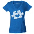 thumbnail image 1 of Shop4Ever Women's Puzzle Heart Autism Awareness Slim Fit V-Neck T-Shirt Small Heather Royal Blue, 1 of 5