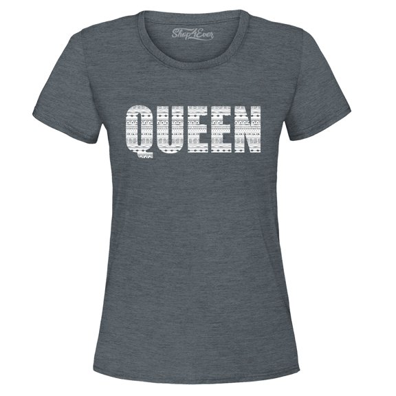 Shop4Ever Women's Queen African Pattern Style Graphic T-Shirt Medium Dark Heather