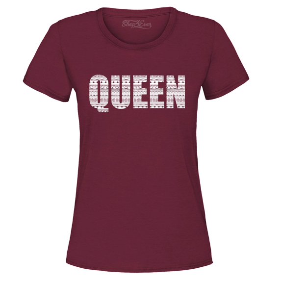 Shop4Ever Women's Queen African Pattern Style Graphic T-Shirt Small Maroon