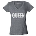thumbnail image 1 of Shop4Ever Women's Queen African Pattern Style Slim Fit V-Neck T-Shirt XX-Large Heather Charcoal, 1 of 5