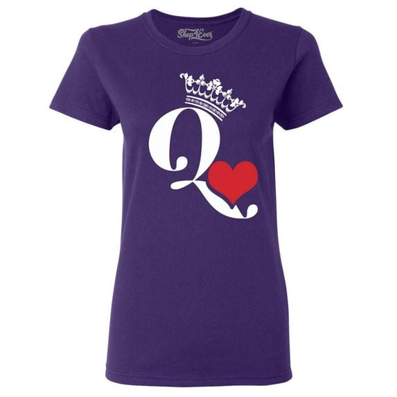 Shop4Ever Women's Queen of Hearts Graphic T-Shirt XX-Large Purple