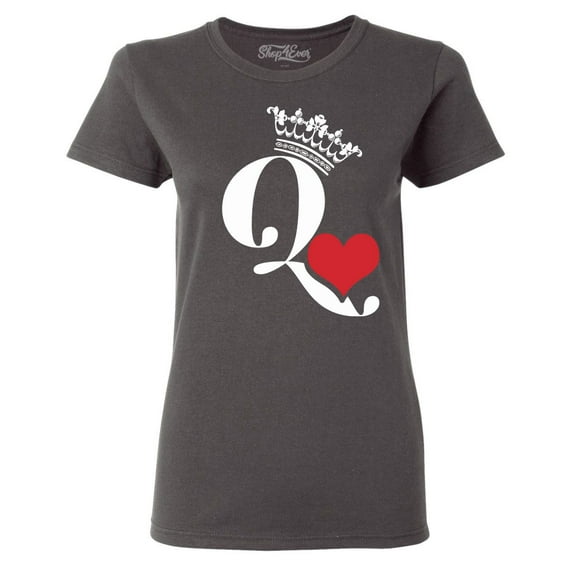 Shop4Ever Women's Queen of Hearts Graphic T-Shirt XXX-Large Charcoal