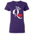 thumbnail image 1 of Shop4Ever Women's Queen of Hearts Graphic T-Shirt XXX-Large Purple, 1 of 5
