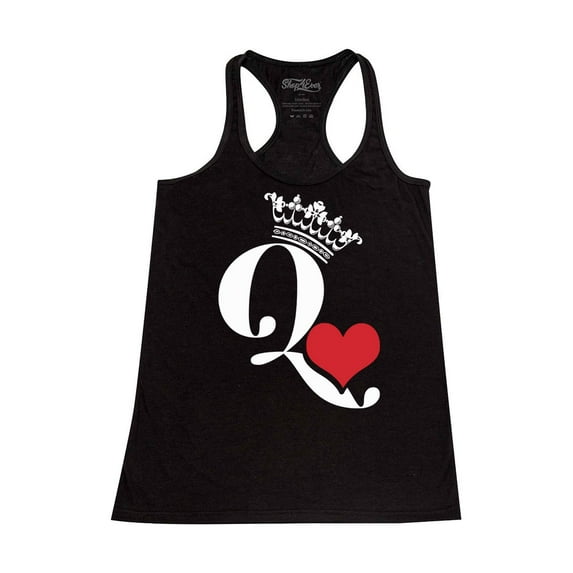 Shop4Ever Women's Queen of Hearts Racerback Tank Top Medium Black