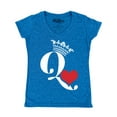 thumbnail image 1 of Shop4Ever Women's Queen of Hearts Slim Fit V-Neck T-Shirt Medium Heather Royal Blue, 1 of 5