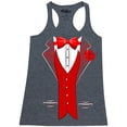 thumbnail image 1 of Shop4Ever Women's Red Bow Tie Classic Tuxedo with Rose Flower Racerback Tank Top Medium Charcoal, 1 of 5