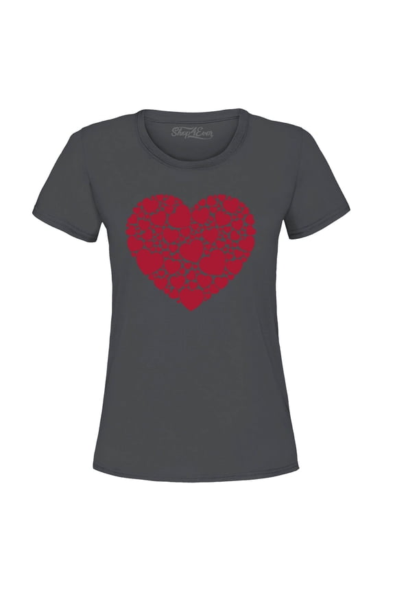 Women's Red Heart Love Cloud Valentine's Day Graphic T-Shirt XX-Large Charcoal