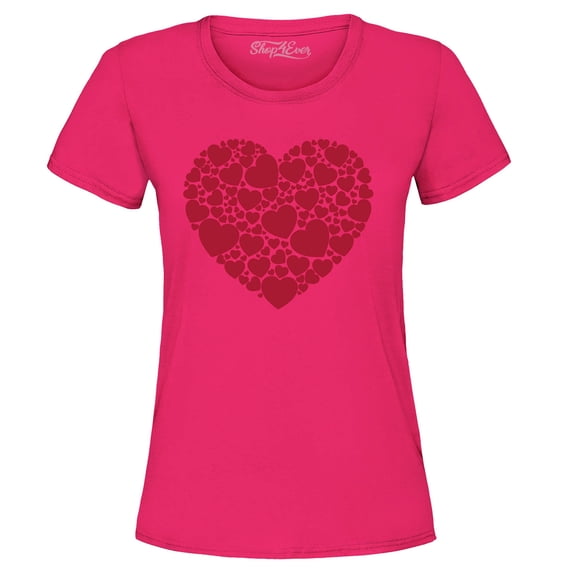 Shop4Ever Women's Red Heart Love Cloud Valentine's Day Graphic T-Shirt XXX-Large Heliconia Pink