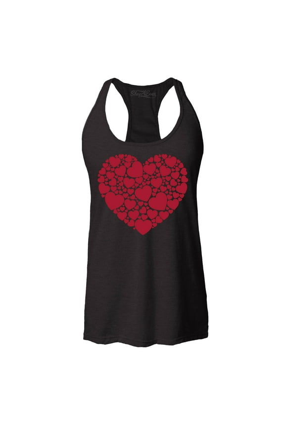 Women's Red Heart Love Cloud Valentine's Day Racerback Tank Top Large Black