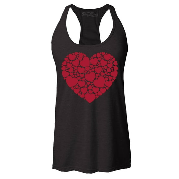 Shop4Ever Women's Red Heart Love Cloud Valentine's Day Racerback Tank Top X-Large Black