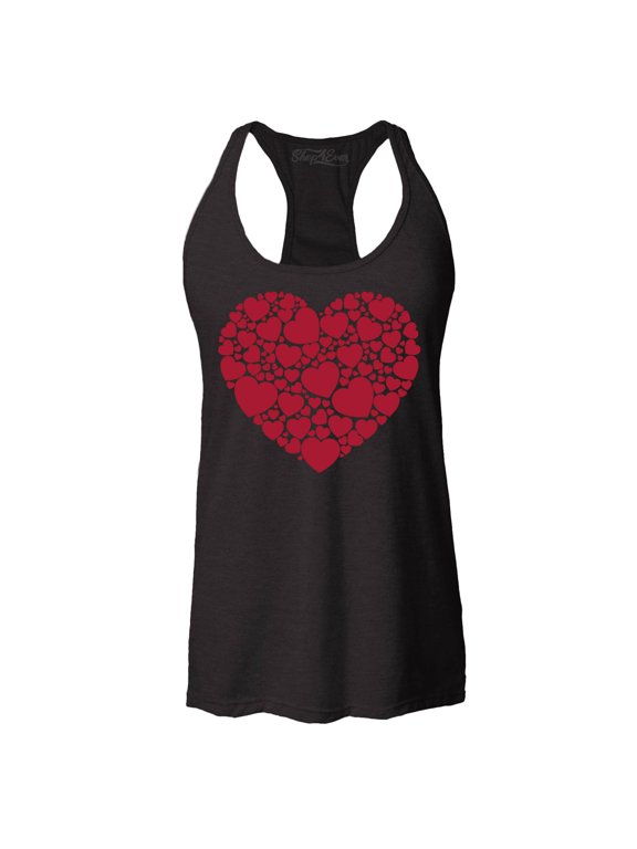 Women's Red Heart Love Cloud Valentine's Day Racerback Tank Top XX-Large Black