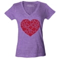 thumbnail image 1 of Shop4Ever Women's Red Heart Love Cloud Valentine's Day Slim Fit V-Neck T-Shirt XX-Large Heather Purple, 1 of 5