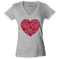 thumbnail image 1 of Shop4Ever Women's Red Heart Love Cloud Valentine's Day Slim Fit V-Neck T-Shirt XX-Large Sports Grey, 1 of 5