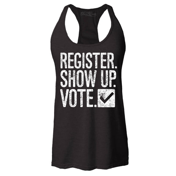 Shop4Ever Women's Register Show Up Vote Political Racerback Tank Top Large Black