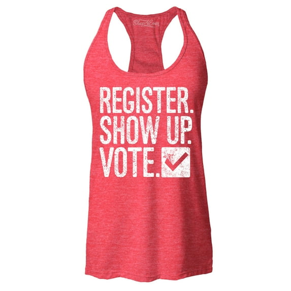 Shop4Ever Women's Register Show Up Vote Political Racerback Tank Top XX-Large Red