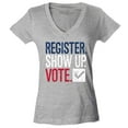 thumbnail image 1 of Shop4Ever Women's Register Show Up Vote Political Red White Blue Slim Fit V-Neck T-Shirt Small Sports Grey, 1 of 5
