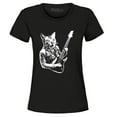 thumbnail image 1 of Shop4Ever Women's Rocker Kitty Cat Playing Guitar Graphic T-Shirt Medium Black, 1 of 5
