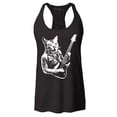 thumbnail image 1 of Shop4Ever Women's Rocker Kitty Cat Playing Guitar Racerback Tank Top X-Large Black, 1 of 5