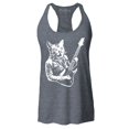 thumbnail image 1 of Shop4Ever Women's Rocker Kitty Cat Playing Guitar Racerback Tank Top X-Large Charcoal, 1 of 5