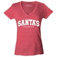 thumbnail image 1 of Shop4Ever Women's Santa's Favorite Varsity Style Christmas Slim Fit V-Neck T-Shirt Medium Heather Red, 1 of 5
