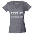 thumbnail image 1 of Shop4Ever Women's Seester Definition Like a Sister Only Cooler Slim Fit V-Neck T-Shirt Large Heather Charcoal, 1 of 5
