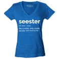 thumbnail image 1 of Shop4Ever Women's Seester Definition Like a Sister Only Cooler Slim Fit V-Neck T-Shirt Large Heather Royal Blue, 1 of 5