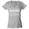 thumbnail image 1 of Shop4Ever Women's Seester Definition Like a Sister Only Cooler Slim Fit V-Neck T-Shirt Large Sports Grey, 1 of 5