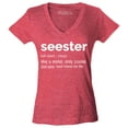 thumbnail image 1 of Shop4Ever Women's Seester Definition Like a Sister Only Cooler Slim Fit V-Neck T-Shirt Small Heather Red, 1 of 5