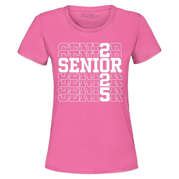 Shop4Ever Women's Senior 2025 High School College Graduation Graphic T-Shirt X-Large Azalea Pink