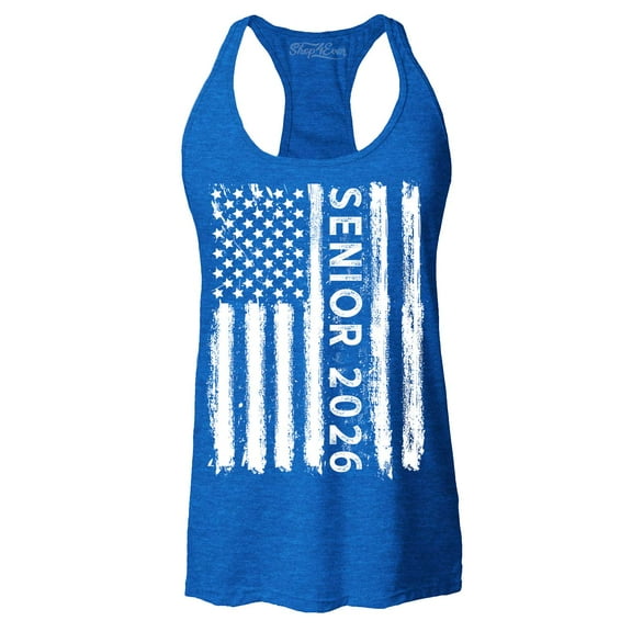 Shop4Ever Women's Senior 2026 American Flag Racerback Tank Top Medium Royal Blue