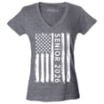 thumbnail image 1 of Shop4Ever Women's Senior 2026 American Flag Slim Fit V-Neck T-Shirt Medium Heather Charcoal, 1 of 5