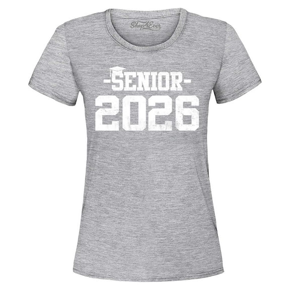 Shop4Ever Women's Senior 2026 Graduation Graphic T-Shirt Medium Sports Grey