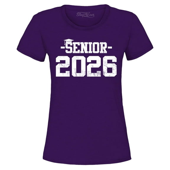 Shop4Ever Women's Senior 2026 Graduation Graphic T-Shirt X-Large Purple