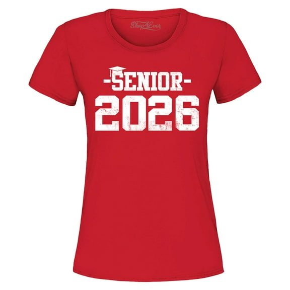 Shop4Ever Women's Senior 2026 Graduation Graphic T-Shirt X-Large Red