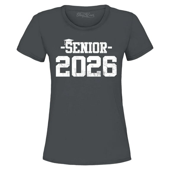 Shop4Ever Women's Senior 2026 Graduation Graphic T-Shirt XX-Large Charcoal