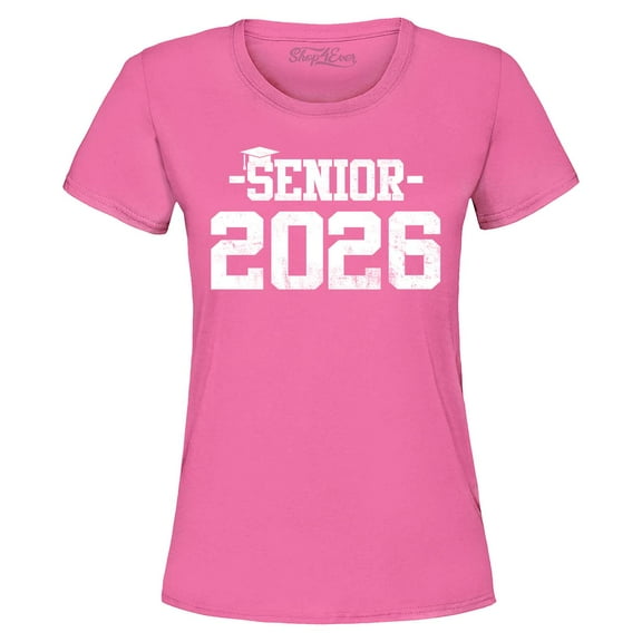 Shop4Ever Women's Senior 2026 Graduation Graphic T-Shirt XXX-Large Azalea Pink