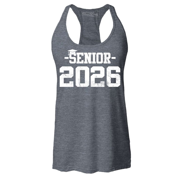 Shop4Ever Women's Senior 2026 Graduation Racerback Tank Top Large Charcoal
