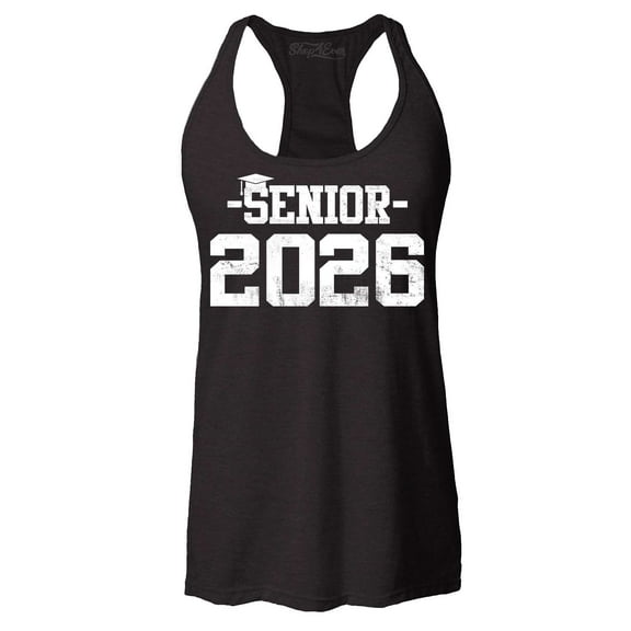Shop4Ever Women's Senior 2026 Graduation Racerback Tank Top X-Small Black