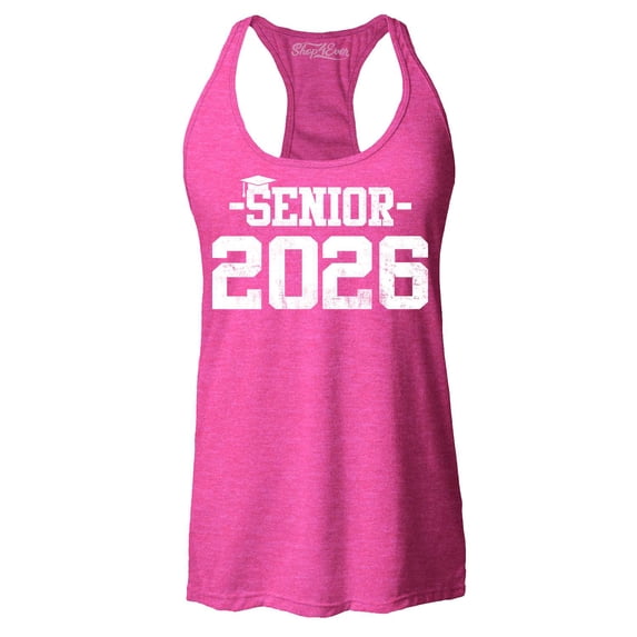 Shop4Ever Women's Senior 2026 Graduation Racerback Tank Top X-Small Fuchsia