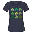 thumbnail image 1 of Shop4Ever Women's Shamrock Green Clovers St. Patrick's Day Graphic T-Shirt Medium Navy, 1 of 5