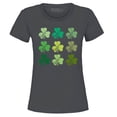 thumbnail image 1 of Shop4Ever Women's Shamrock Green Clovers St. Patrick's Day Graphic T-Shirt XXX-Large Charcoal, 1 of 5