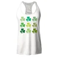 thumbnail image 1 of Shop4Ever Women's Shamrock Green Clovers St. Patrick's Day Racerback Tank Top Small White, 1 of 5